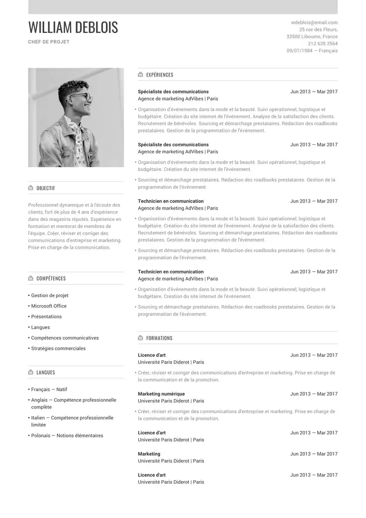 CV template Zurich